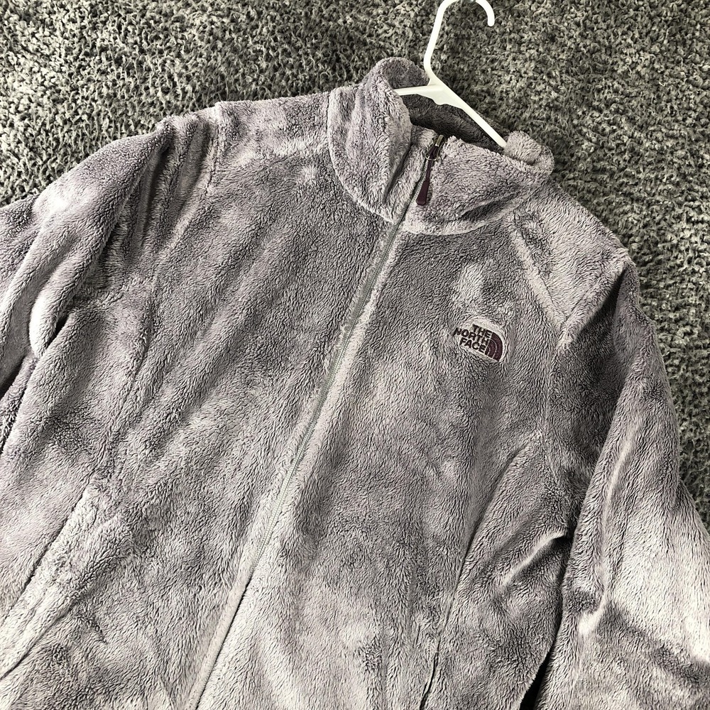 The North Face Fleece Jacket Womens Large Gray Plush Full Zip Pockets Warm